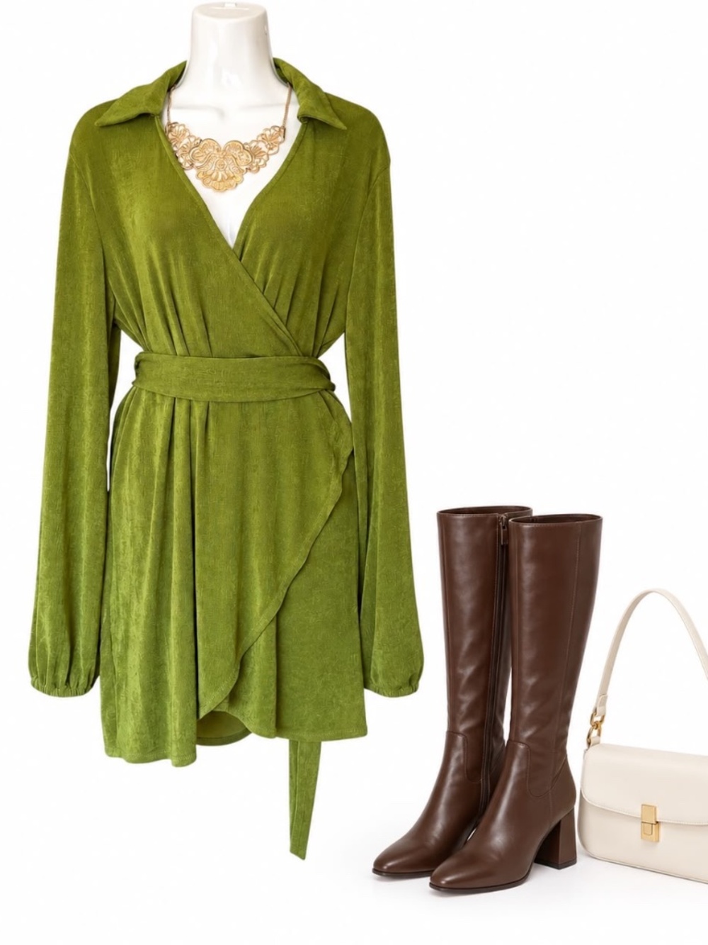 Princess Polly Olive Green Wrap Mini Dress US 6